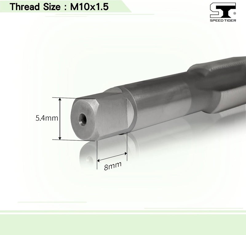 SPEED TIGER TSM_M10x1.5 HSS Spiral Flute Taps, Metric M10x1.5mm H3 Tolerance, Uncoated 3 Straight Flutes – Made in Taiwan (2 Pieces, M10x1.5) - Image 2
